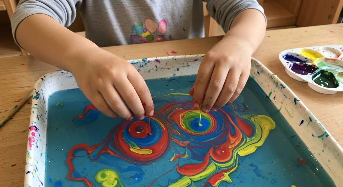 水彩 絵の具 マーブリング