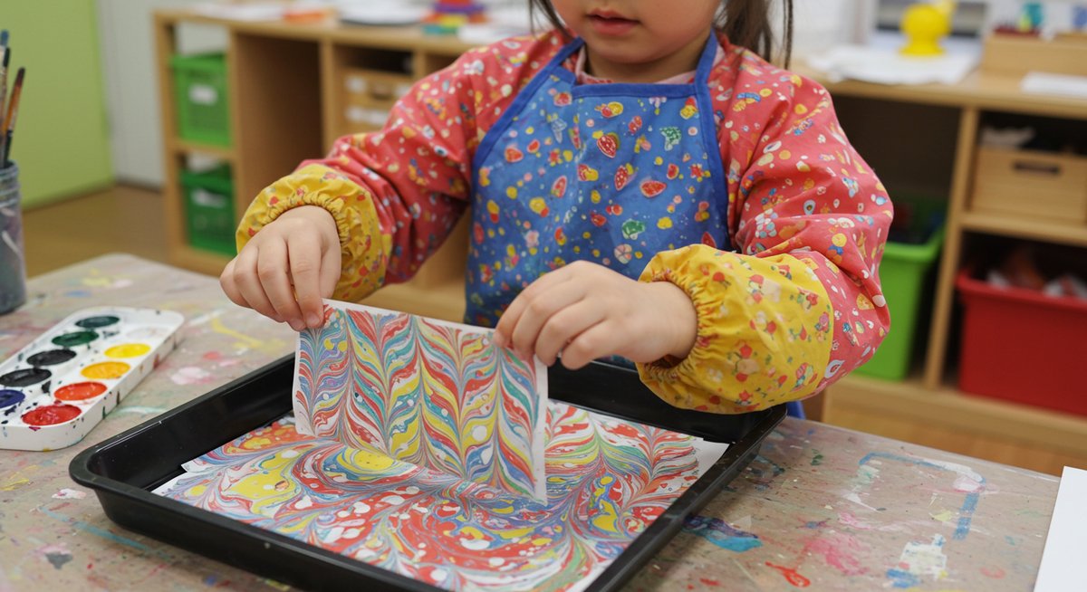 水彩 絵の具 マーブリング