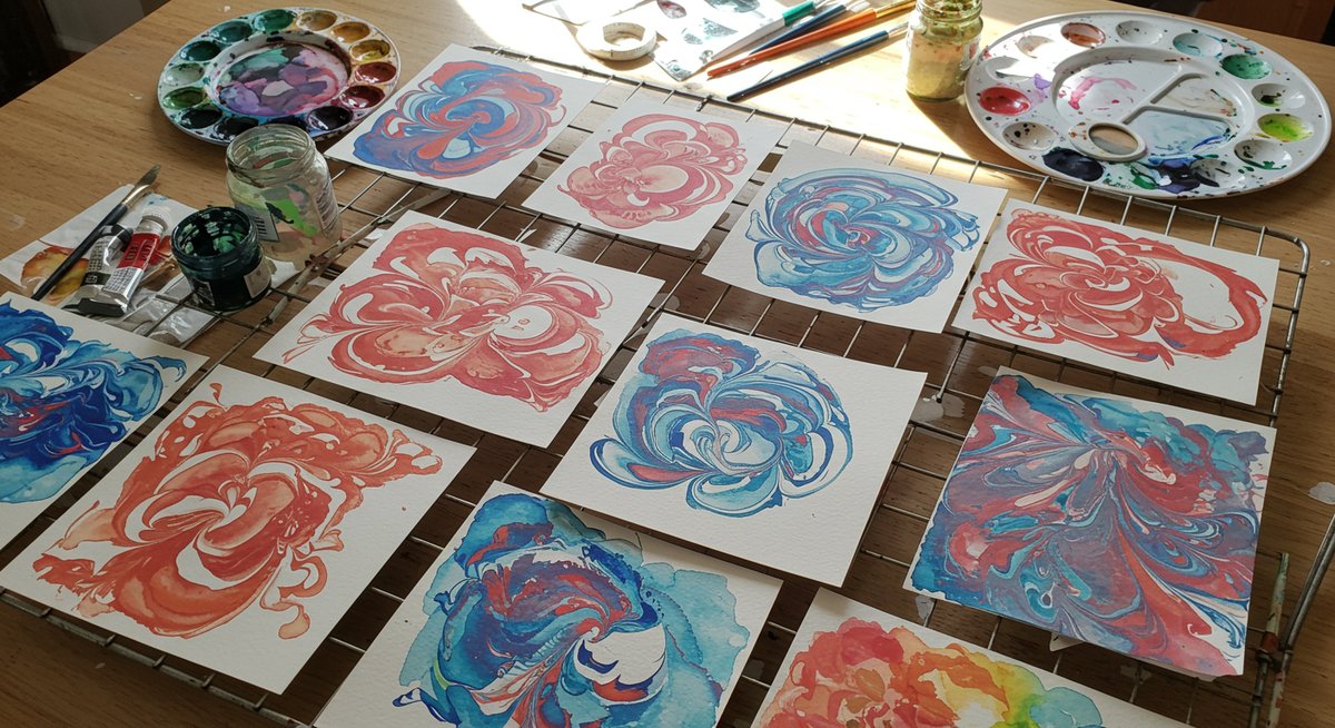 水彩 絵の具 マーブリング