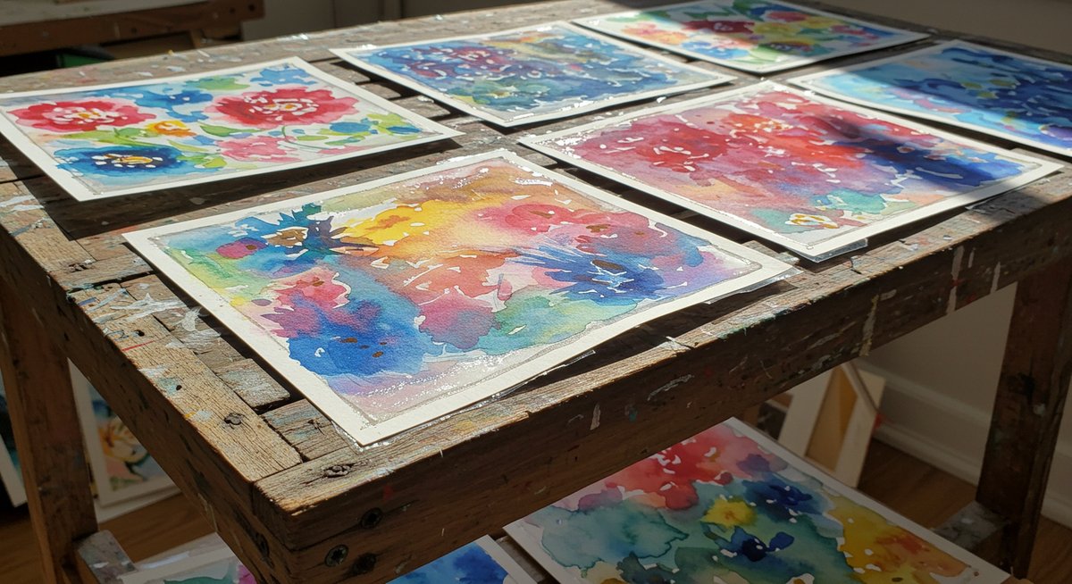 水彩 絵の具 ニス にじむ